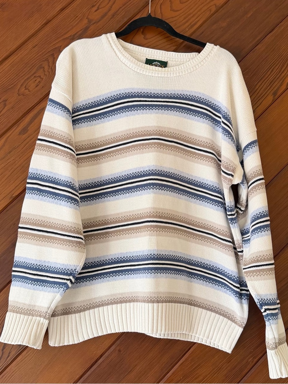 Vintage Jantzen Striped Crewneck Sweater Made in USA Men's Size Large